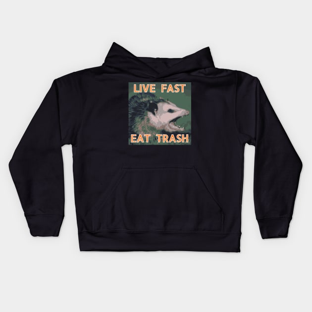 Possum: Live Fast, Eat Trash Kids Hoodie by nonbeenarydesigns